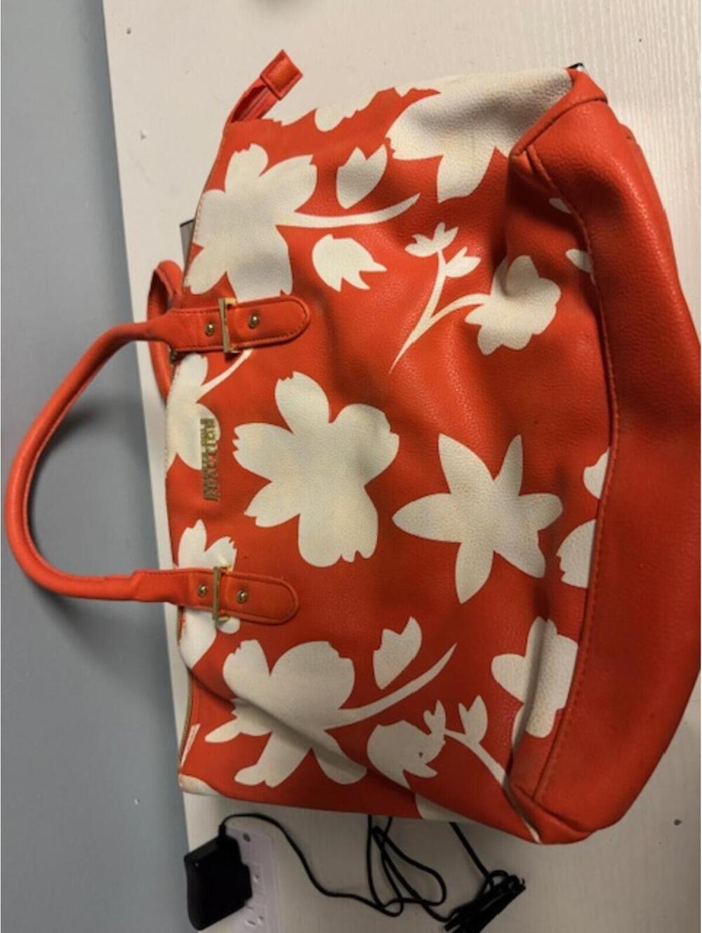 Kenneth Cole Reaction Orange and White Floral Tote Bag